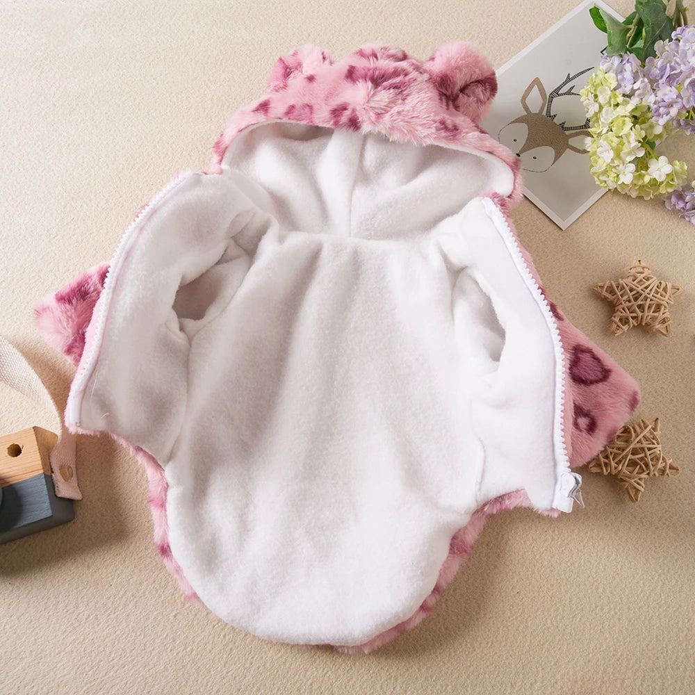 Winter Plush Pet Clothes Leopard