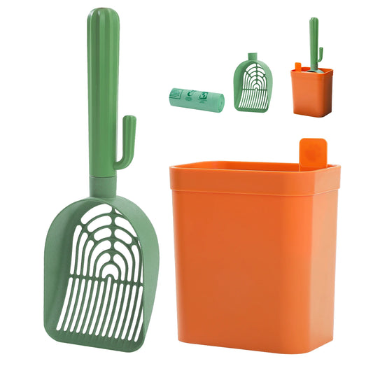 Cactus Cat Litter Scoop with Planter Style Storage Box