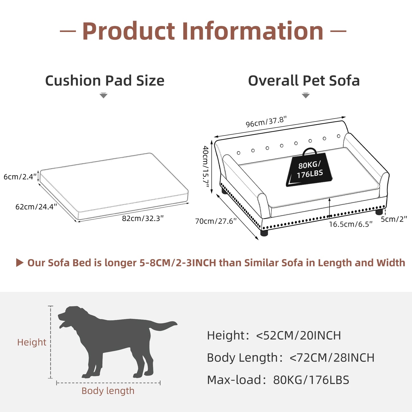 Elevated Dog Bed Sofa Microfiber