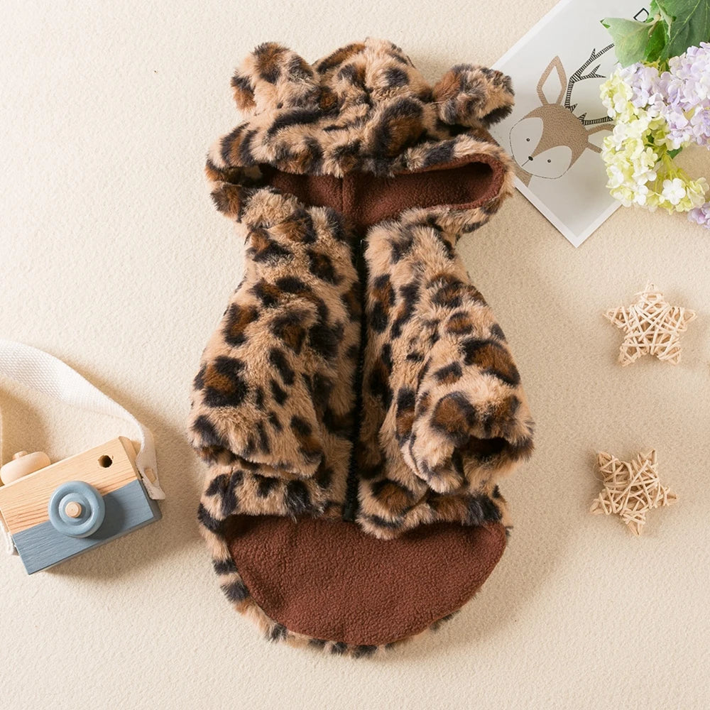 Winter Plush Pet Clothes Leopard