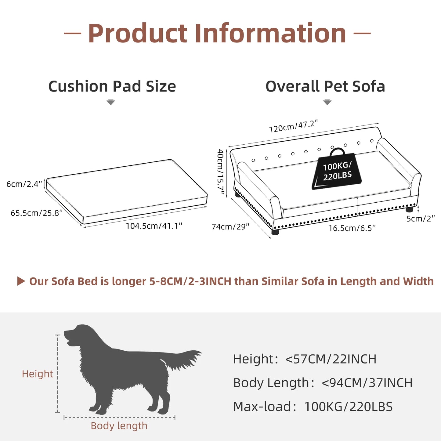 Elevated Dog Bed Sofa Microfiber